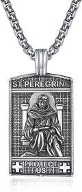 wholesale 925 Sterling Silver St Peregrine Patron Saint Protection Mens Pendant Necklace -0-0