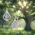 wholesale 925 Sterling Silver Tree of Life Heart Shape Hypoallergenic Leverback Dangle Drop Earrings for Women and Teen Girls-0-1