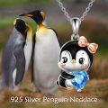 wholesale 925 Sterling Silver Blue Crystal Penguin Heart Pendant Necklace for Women Girls Gifts-0-5