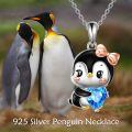 wholesale 925 Sterling Silver Adorable Penguin Pendant With Blue Heart Crystal Necklace Gift-0-5