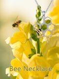 wholesale 925 Sterling Silver Honeycomb Bee Pendant Necklace-0-5