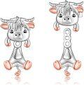 wholesale 925 Sterling Silver Highland Cow Stud Earrings with Rose Gold Accents and Cartoon Design-0-0