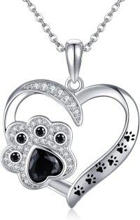wholesale 925 Sterling Silver Heart Dog Paw Pendant Necklace for Women Girls Mothers Day Gift-Paw Print