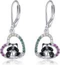wholesale TOUPOP Panda Gifts For Women Sterling Silver Love Heart Panda Animal Leverback Drop Earrings For Her Jewelry Birthday -0-0
