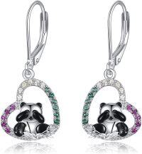 wholesale TOUPOP Panda Gifts For Women Sterling Silver Love Heart Panda Animal Leverback Drop Earrings For Her Jewelry Birthday -undefined