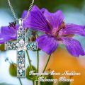 wholesale  Sterling Silver Turquoise Cross Necklace with Birth Flower Pendant -0-38