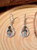 wholesale 925 Sterling Silver Teardrop Witch Hat Pumpkin Bat Gothic Halloween Dangle Earrings-0-1