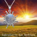 wholesale 925 Sterling Silver Labradorite Sun Pendant Necklace for Women-0-3