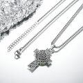 wholesale 925 Sterling Silver Celtic Cross Pendant Necklace With Viking Runes And Knotwork Design-0-3