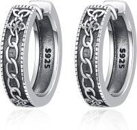 wholesale 925 Sterling Silver Celtic Knot Hoop Huggie Earrings - Unique Design Gift for Him & Her-Celtic Knot-D