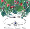 wholesale TOUPOP Birth Flower Bracelet For Women 925 Sterling Silver Birth Month Flower Birthstone Bracelets Heart Floral Jewelry Gifts For Women Wife Girlfriend Anniversary Birthday Gift -0-5