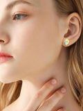 wholesale 925 Sterling Silver Dolphin Heart Moonstone 18k Gold Plated Stud Earrings-0-3