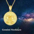 wholesale Gold-Plated Gemini Zodiac Sign Pendant Necklace for Women - 925 Sterling Silver Chain -0-2