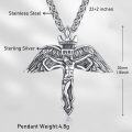wholesale 925 Sterling Silver Crucifix Necklace with Angel Wings and INRI Inscription - Catholic Religious  for Men Women-0-4