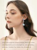 wholesale 925 Sterling Silver Blue Topaz & Heart-Shaped Stone Leverback Dangle Drop Earrings for Women-0-1