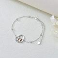 wholesale 925 Sterling Silver Cow Couple Heart Charm Bracelet Two Tone Rose Gold Crystal Beads-0-2