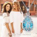 wholesale Sterling Silver Abalone Turquoise Tree of Life Sister Necklace-0-22