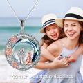 wholesale 925 Sterling Silver Blue Crystal Mother & Child Pendant with Pink Roses - Perfect Gift for Mom-0-16
