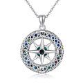 wholesale 925 Sterling Silver Compass Pendant Necklace with Blue Opal Stones for Nature Lovers Gifts-0-0