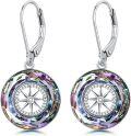 wholesale Sterling Silver Crystal Compass Earrings Grad Gifts for Women-0-9