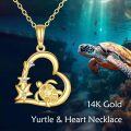 wholesale 14K Gold  Heart-Shaped Sea Turtle & Starfish Pendant Necklace for Women-0-5