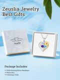 wholesale Sterling Silver 2 Birthstones Sunflower Heart Necklace for Women-0-3
