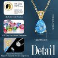 wholesale 14k Gold Teardrop Aquamarine Lab Diamond Pendant Necklace Wholesale With Heart Detail-0-5
