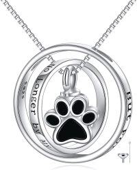 wholesale 925 Sterling Silver Paw Print Cremation Jewelry Keepsake Pendant with Funnel and Chain-Pet Paw