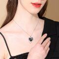 wholesale 925 Sterling Silver Black Heart Necklace with Floral Skull Gothic Halloween Jewelry for Women Witchy Gifts-0-1