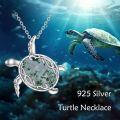 wholesale 925 Sterling Silver Turtle Green Agate Pendant Chain Necklace  for Women Girls-0-4