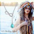 wholesale 925 Sterling Silver Infinity Turquoise Drop Pendant Necklace-0-2