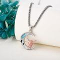wholesale 925 Sterling Silver Crescent Moon Highland Cow Pendant Necklace-0-3