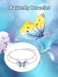 wholesale 925 Sterling Silver Butterfly Charm Link Bracelet Adjustable Nature Style Anklet for Women Anniversary Jewelry Birthday Gifts-0-3