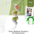 wholesale TOUPOP Christmas Gifts For Sister Sister Birthday Gifts From Sister Always My Sister Forever My Friend Jewelry 925 Sterling Silver August Birthstone Necklace Peridot Necklace With Rose Flower Birthday Gifts For Sisters -0-4