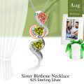 TOUPOP 925 Sterling Silver Peridot Rose Flower August Birthstone Necklace-0-4