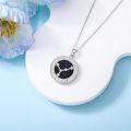 wholesale 925 Sterling Silver Round Zodiac Signs Constellation Pendant Necklaces with Cubic Zirconia Stones for Women and Girls (Blue)-0-3
