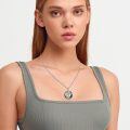 wholesale 925 Sterling Silver Cheerleader Pendant Necklace With Blue Crystal-0-5