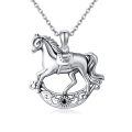 wholesale 925 Sterling Silver Horse Pendant Necklace with Black Crystal Charm - Unique s for Women and Girls-0-0
