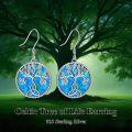 wholesale 925 Sterling Silver Turquoise Tree of Life Triskele Trinity Knot Leverback Dangle Drop Earrings - Vintage Style Lucky  for Her-0-6