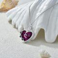 wholesale 925 Sterling Silver Austrian Blue and Deep Purple Heart Crystal Cat Cremation Jewelry Pendant with Funnel Set-0-2