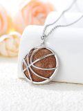 wholesale 925 Sterling Silver Goldstone Basketball Sports Pendant Necklace-0-4