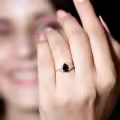 TOUPOP Sterling Silver Black Onyx Moissanite Women's Wedding Ring-0-4