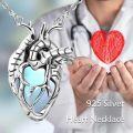 wholesale 925 Sterling Silver Moonstone Anatomical Heart Necklace - Vintage Hope Charm Gift for Women-0-3