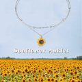 wholesale 925 Sterling Silver Gold Plated Evil Eye Daisy Sunflower Charm Anklet for Women Girls  6-8 Adjustable Chain Length-0-1