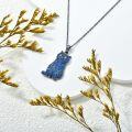 wholesale S925 Sterling Silver Blue Crystal Cat Pendant Necklace for Women-0-2