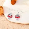 wholesale 925 Sterling Silver Mushroom Cat Dangle Drop Earrings for Women Girls -0-1