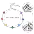 wholesale 925 Sterling Silver Square Multi-Color Stones 7 Chakras Yoga Bracelet Wholesale for Women Wife Girlfriend-0-5