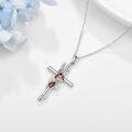 wholesale 925 Sterling Silver Ladybug Cross Pendant Necklace with Chain for Women-0-3