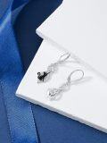 wholesale 925 Sterling Silver Black Cat Star Infinity Hook Earrings 3D Animal Jewelry for Women Girls Gift Boxed-0-4