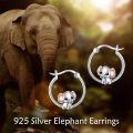 wholesale 925 Sterling Silver Elephant Hoop Earrings - Adorable Tiny  for Her-0-5